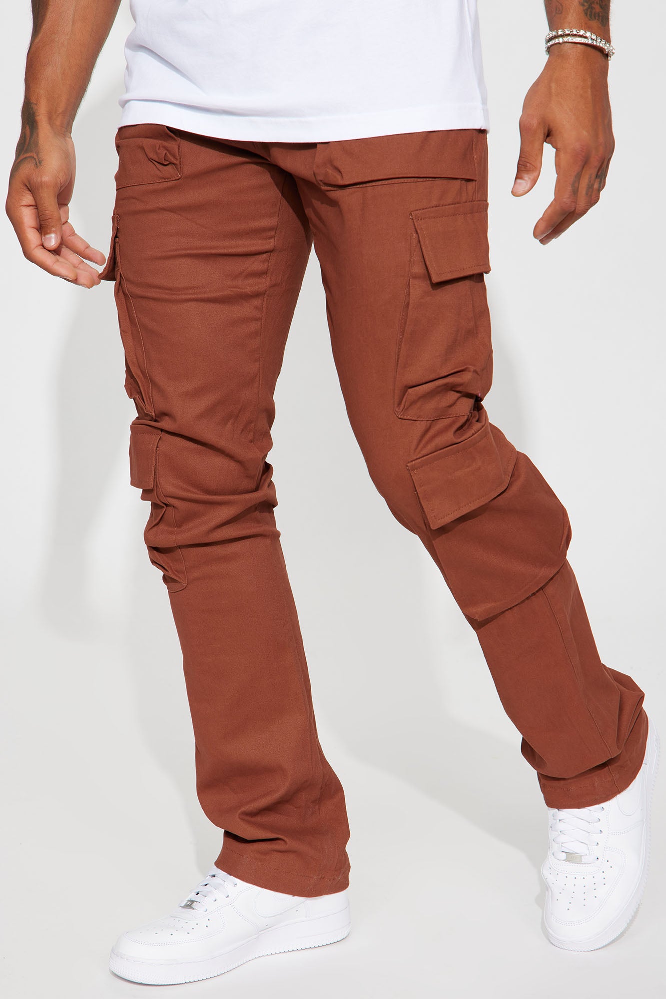 Jeans & Pants | Dark Brown Cargo Pants For Men | Freeup